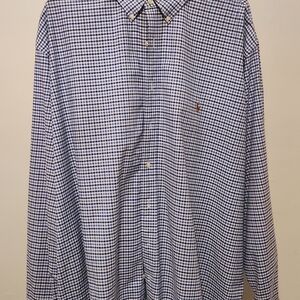 Ralph Lauren Blue and White Casual Button Down Shirt